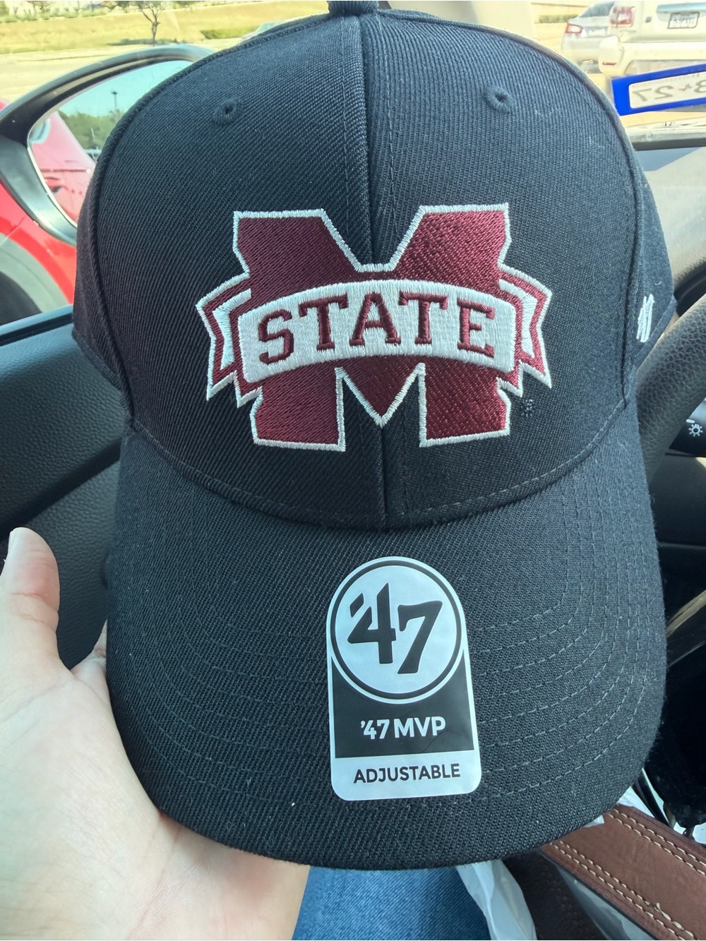 NWT '47 Brand Mississippi State Bulldogs MVP Black Strapback Hat Cap OSFA